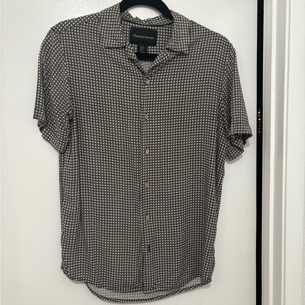 Christian Lacroix Men's Black and White Patterned Shirt